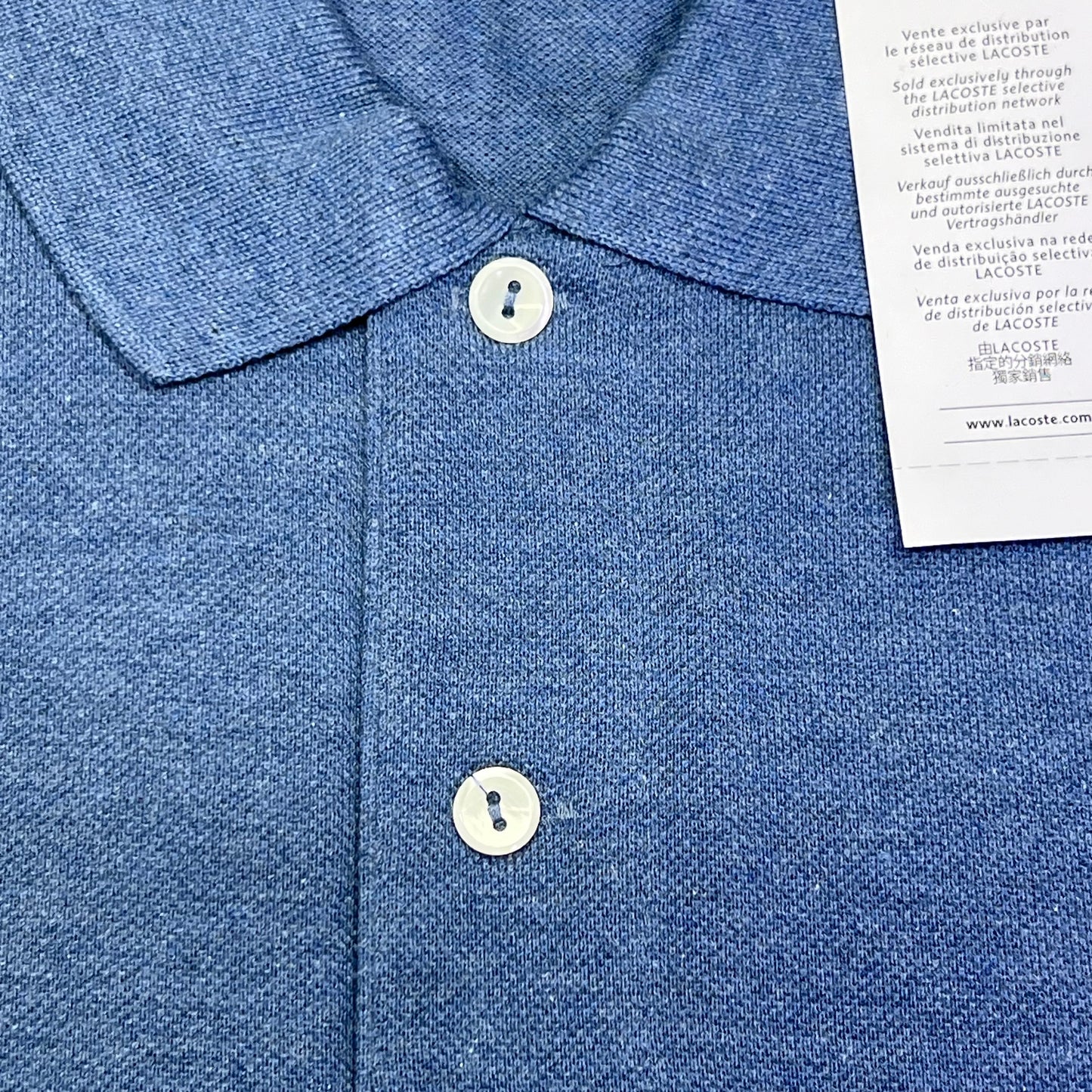 LACOSTE Classic Fit L.12.12 Heather Polo Ribbed Colar Men's Sz XS-2 Blue Chine