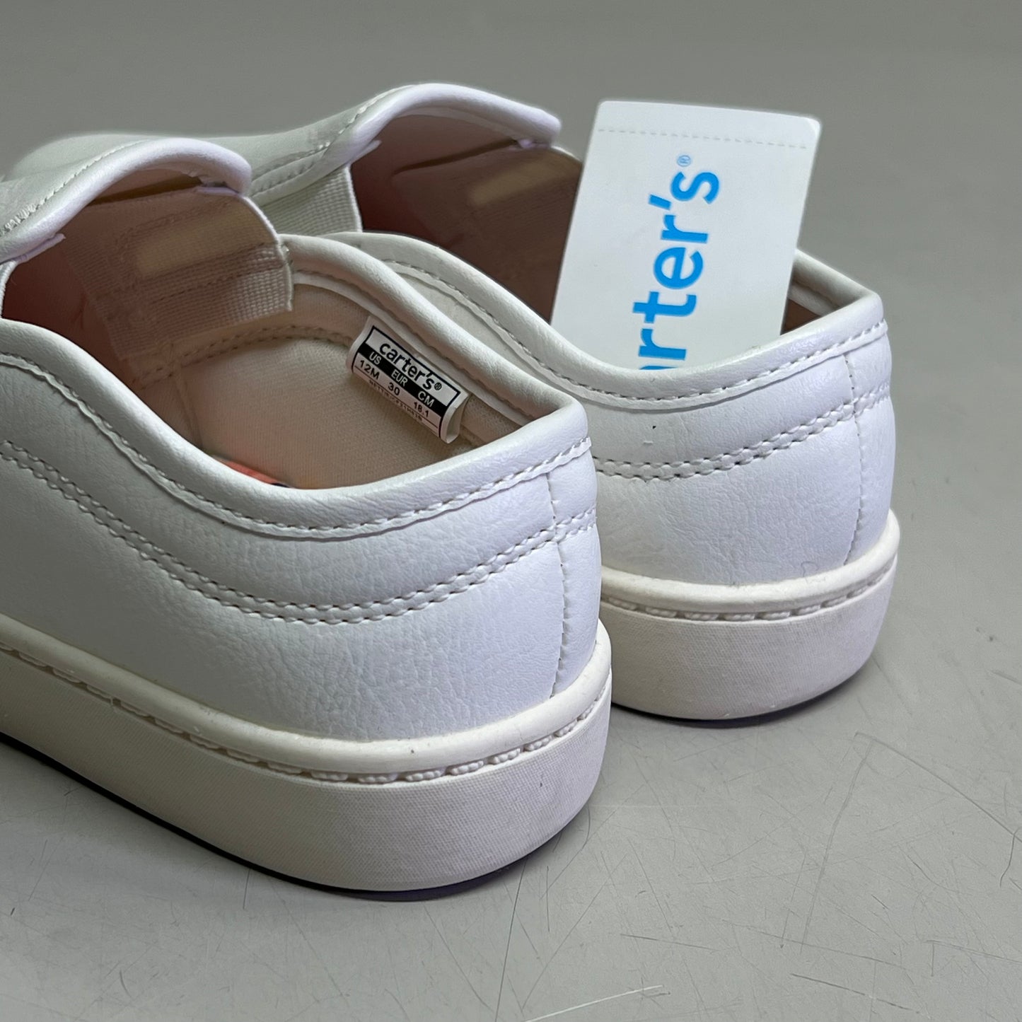 CARTER'S Wipe Clean Floral Slip-On Toddler Shoe Girl's Sz 12 White CF21H03B