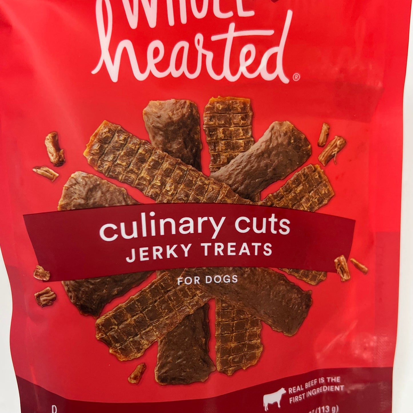 WHOLE HEARTED  (3 PACK) Culinary Cut Beef Recipe Jerky Dog Treats 4oz BB 07/27