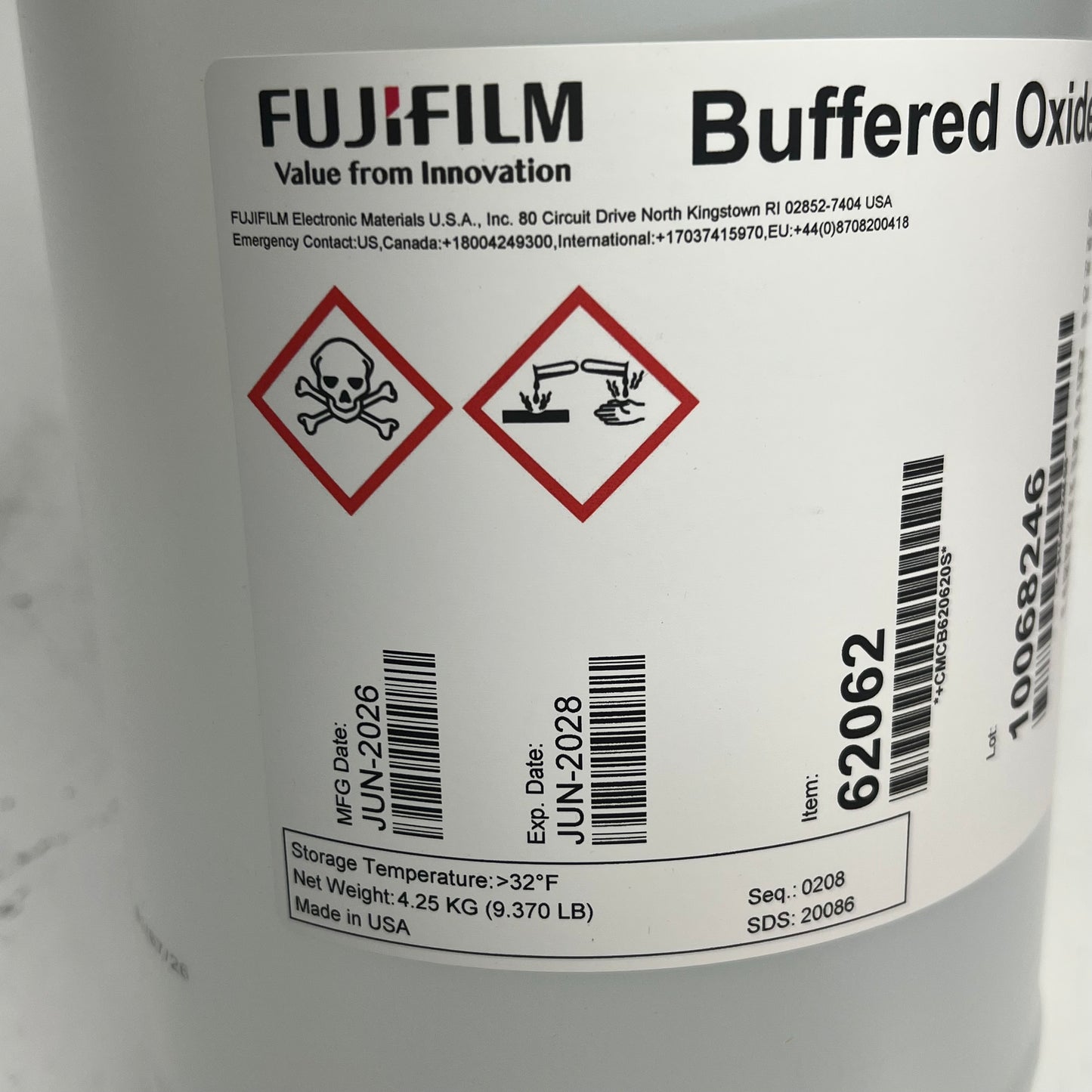 FUJIFILM (4 PACK) Electronic Materials Buffered Oxide Etch 50:1 Clear 62062