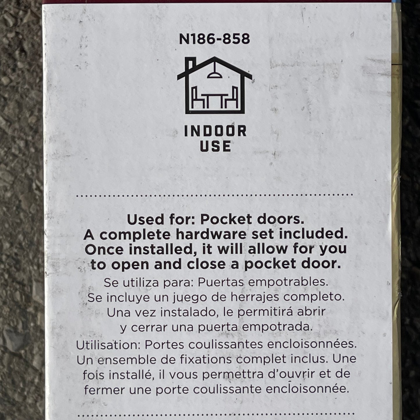 NATIONAL HARDWARE Pocket Door Frame & Hardware Set 36" Width Opening N186-858 (New, Distressed Box)