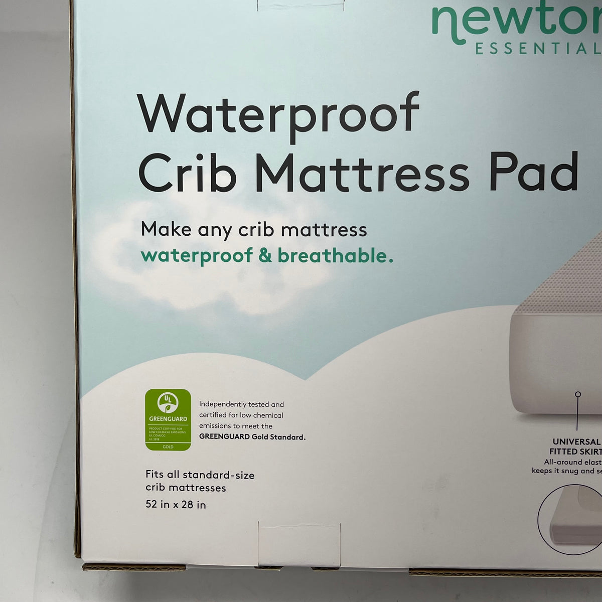 NEWTON  Waterproof Crib Mattress Pad Fits All Standard Sz 52" x 28" White BO52A