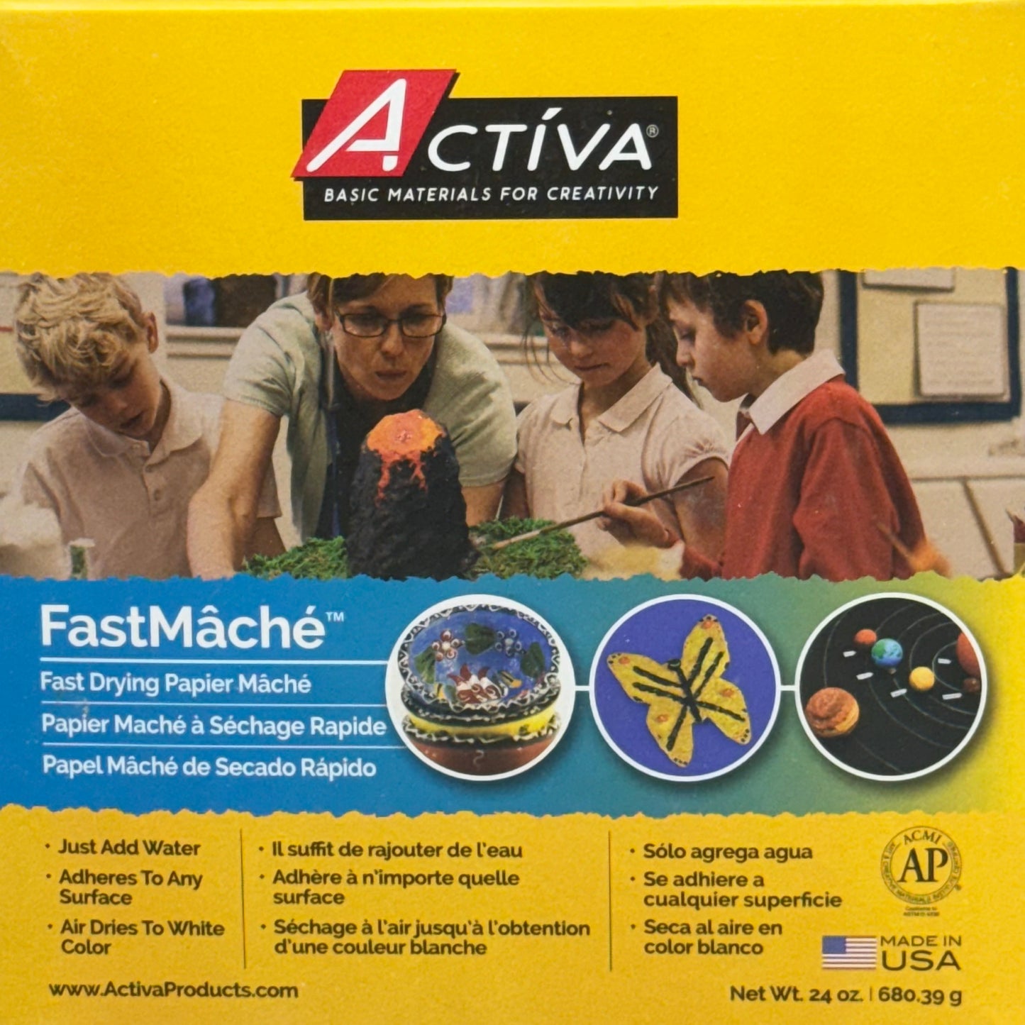 ACTIVA Basic Materials For Creativity FastMache Fast Drying Paper Mache 24oz White