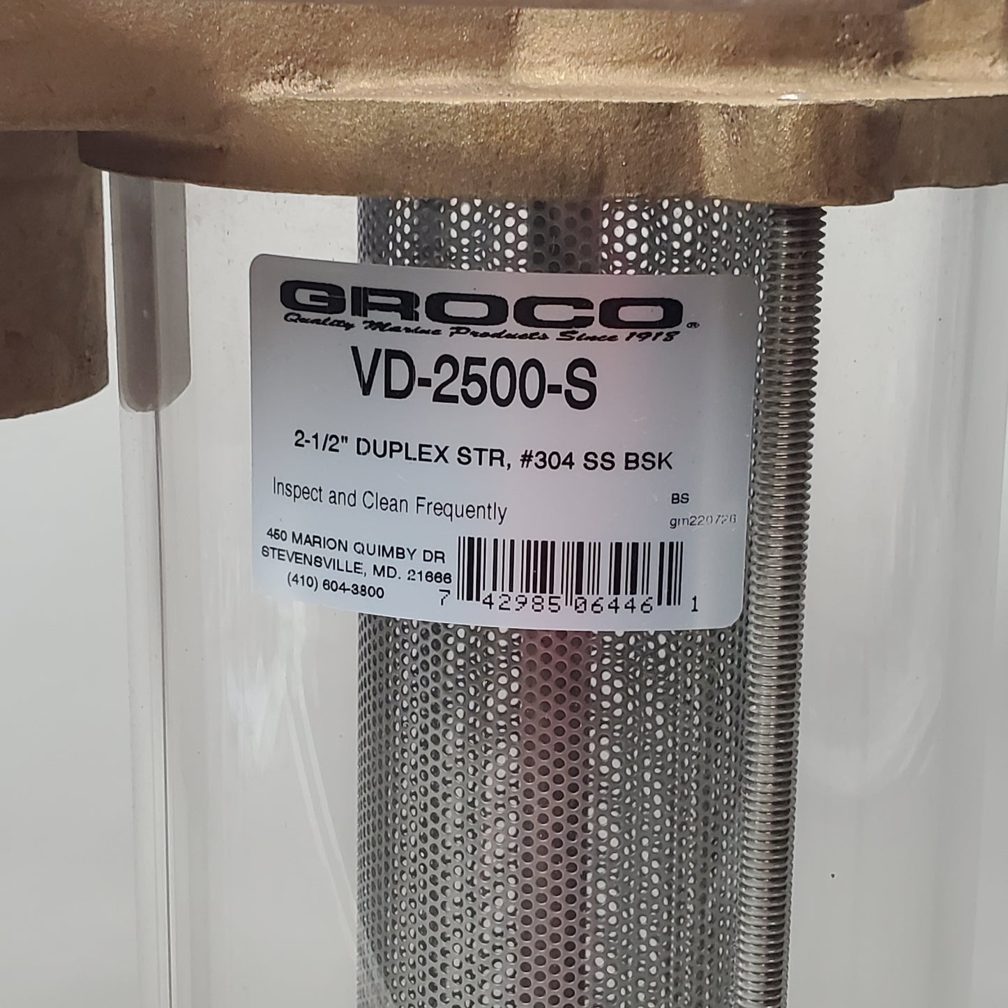 GROCO Duplex Vertical 2-1/2" Strainer W/ 304SS Basket Bronze VD-2500-S (New)