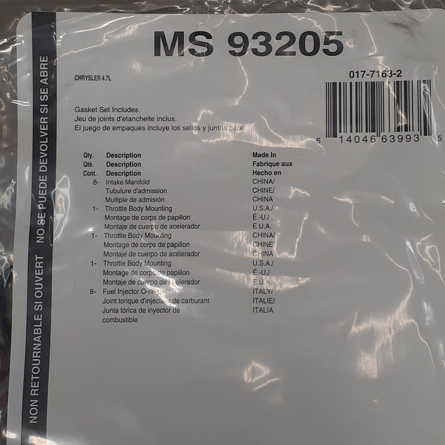 FEL-PRO Intake Manifold Gasket Set MS93205 (New)