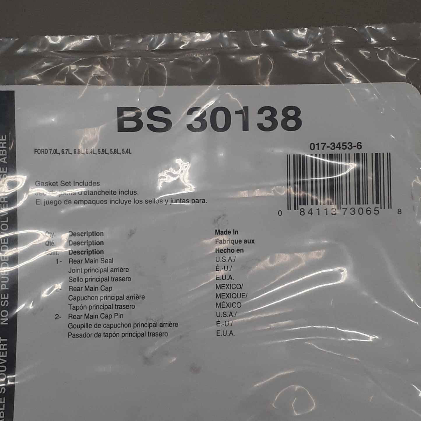 FEL-PRO Rear Main Seal Set BS30138 (New)