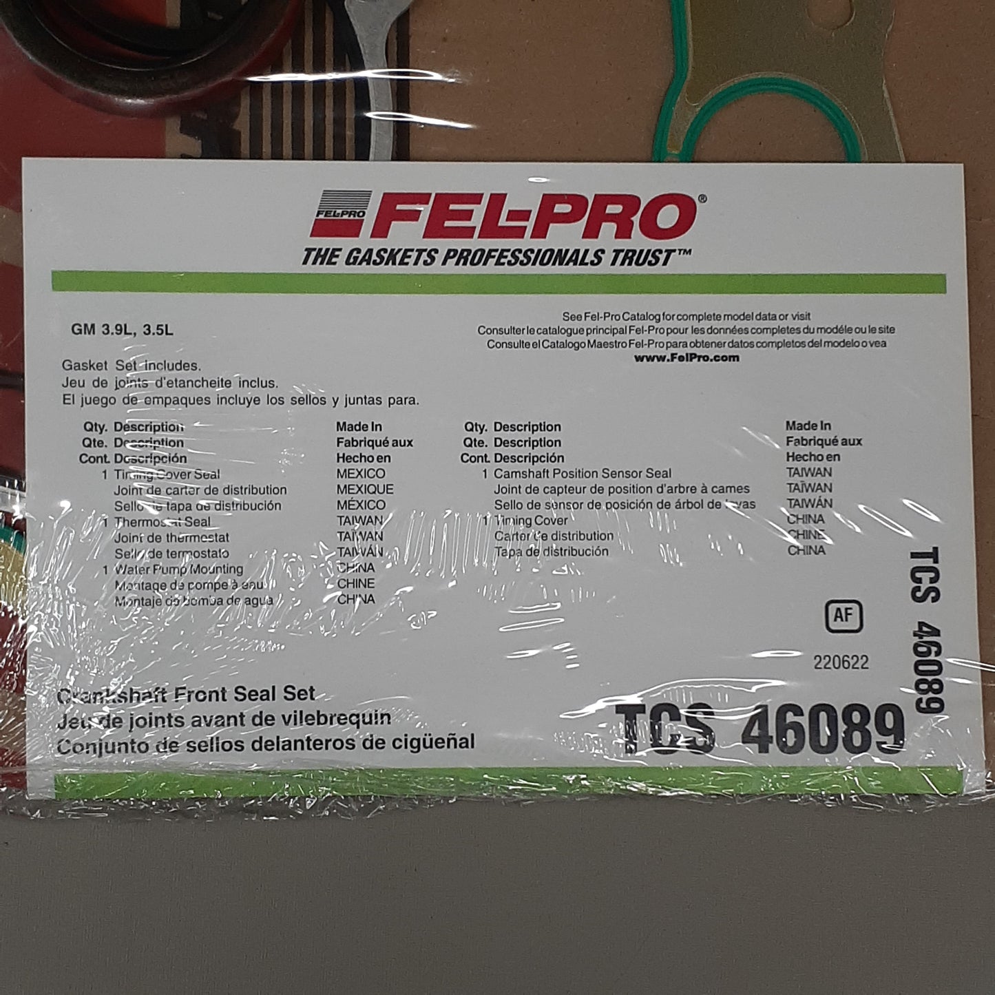 FEL-PRO Timing Cover Gasket Set TCS46089 (New)