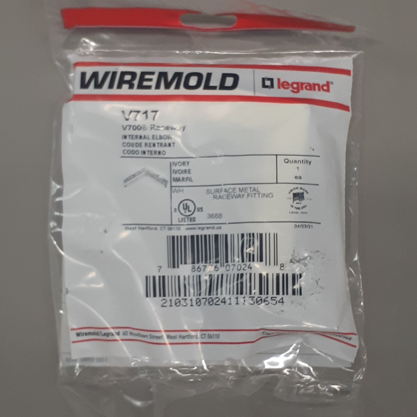 WIREMOLD 10-Pack! Internal Elbow Raceway Wire Holder 90 Degree 2-3/4 V717 (New)