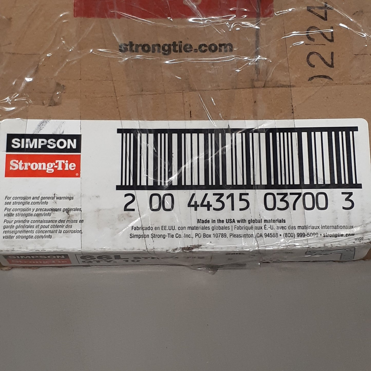 SIMPSON 10 PK of Strong-Tie Strap Tie 6" 66L (New)
