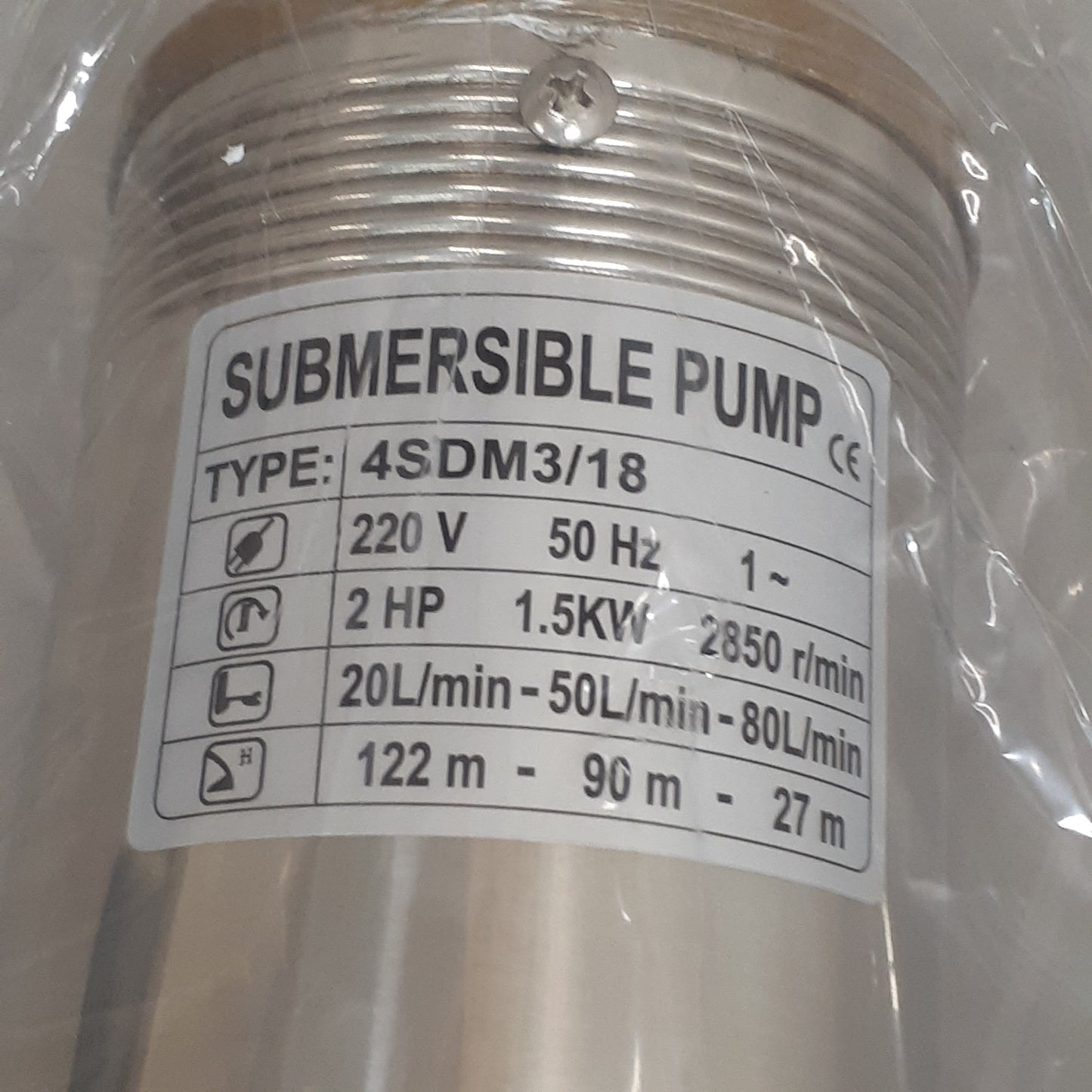 VEVOR Deep Well Pump Submersible Pump 1.5 HP 4" 390FT Max w/5ft Cable 220V (New)
