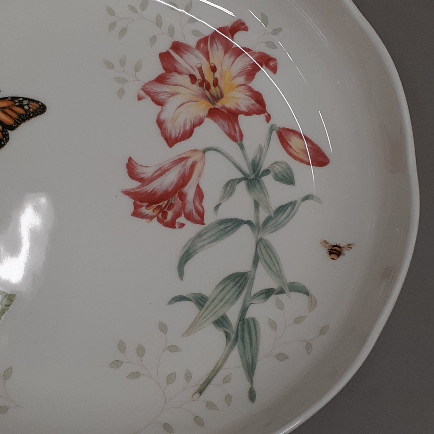 LENOX Butterfly Meadow White Low Serving Bowl 11" (New)