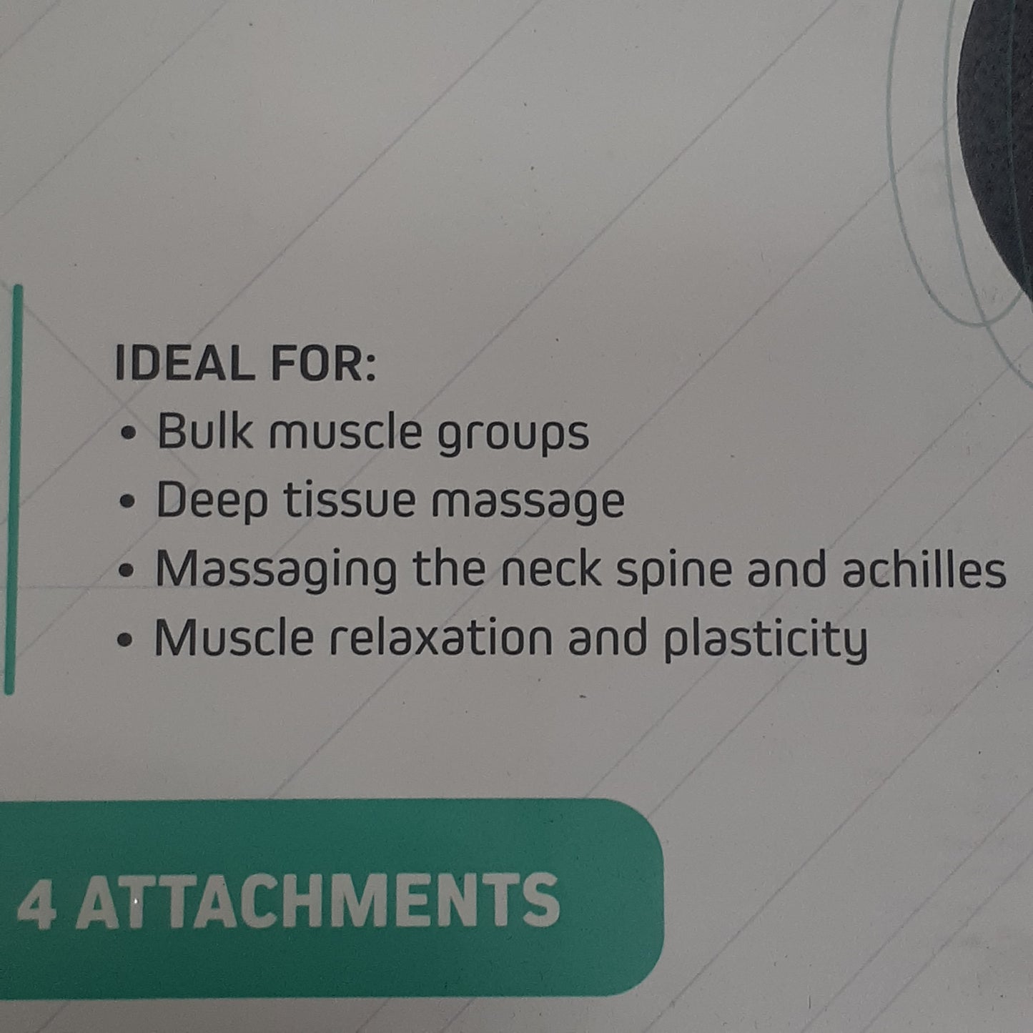 FIRST HEALTH Deep Tissue Massager 4 Attachments 6 Massage Speed Settings Black (New)