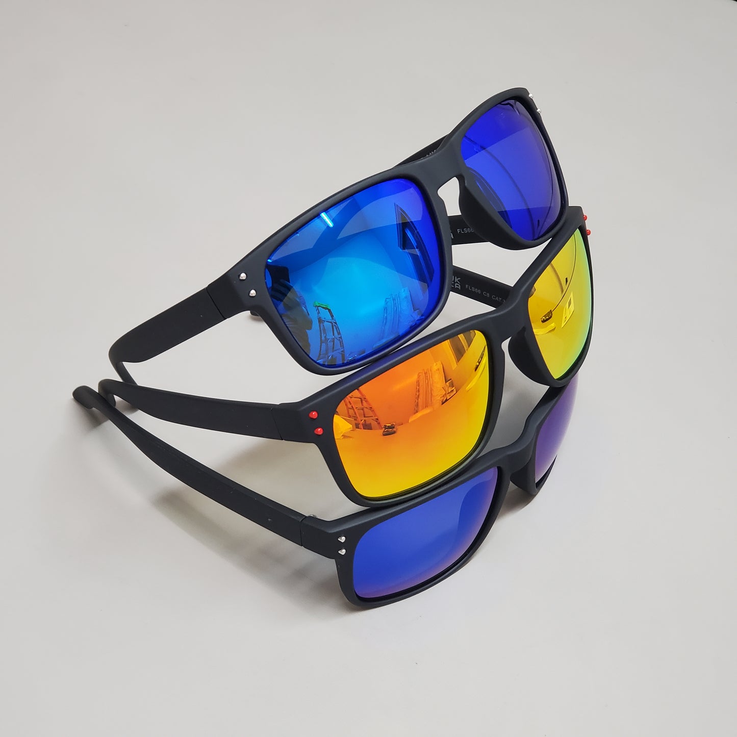 ANYLUV 3-pack! Mens Polarizing Sunglasses Black Frame Blue/Green/Orange A66-7-8-9 (New)