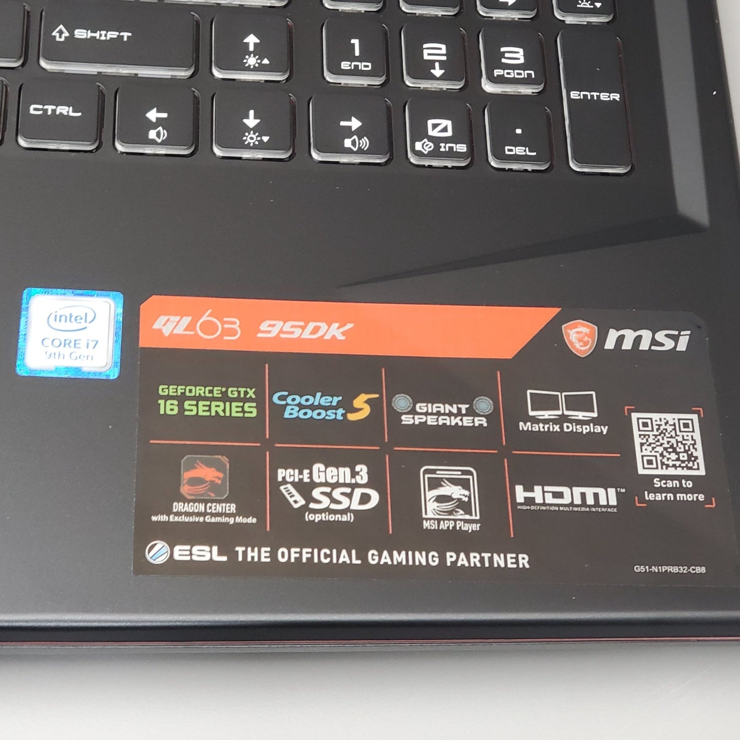 MSI 15.6" Gaming Laptop i7 9th Gen 16GB RAM 512GB SSD GeForce GTX GL63 9SDK (New)