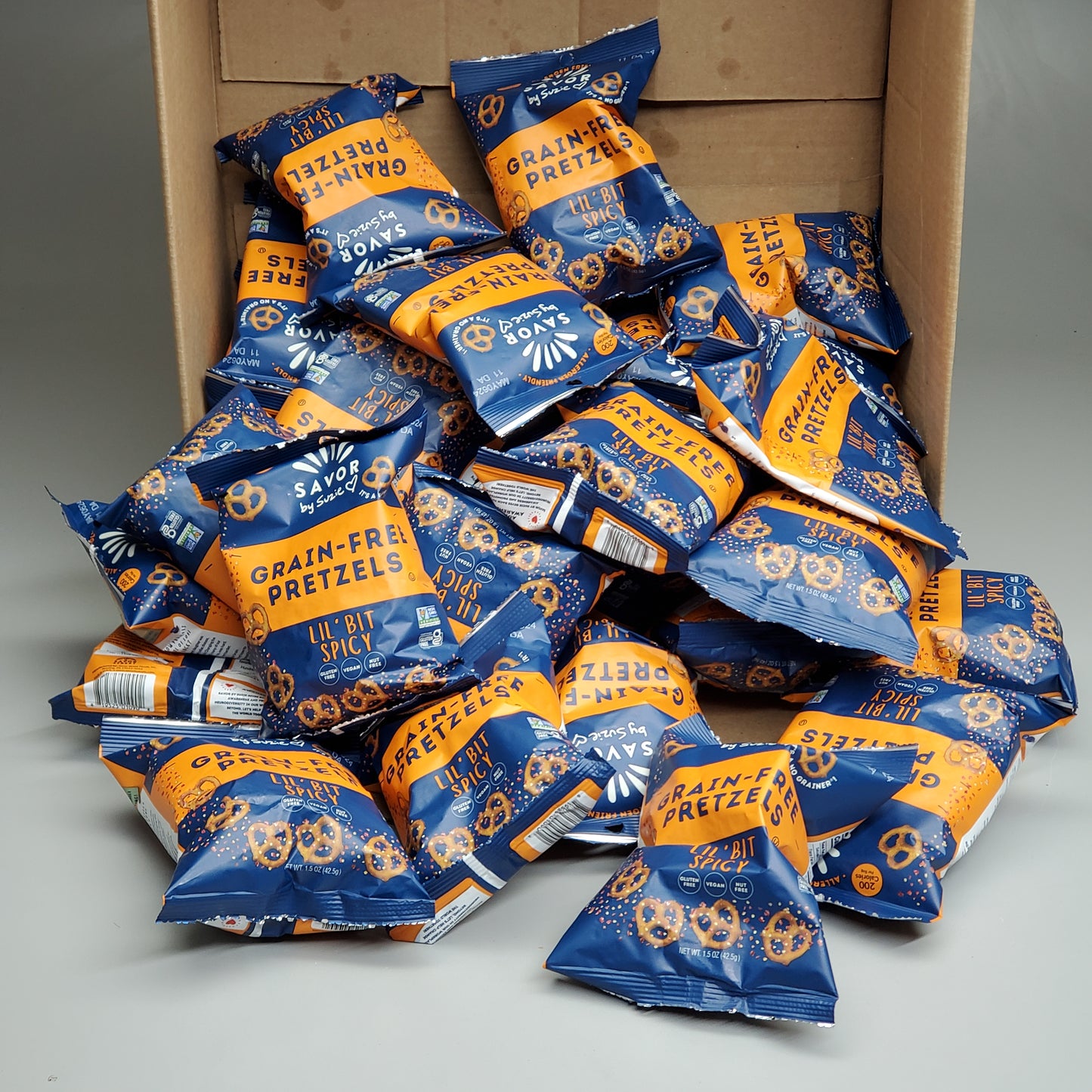 SAVOR STREET FOODS INC 36 Pack of Grain-Free Pretzels Lil' Bit Spicy 1.5 oz (5/24)