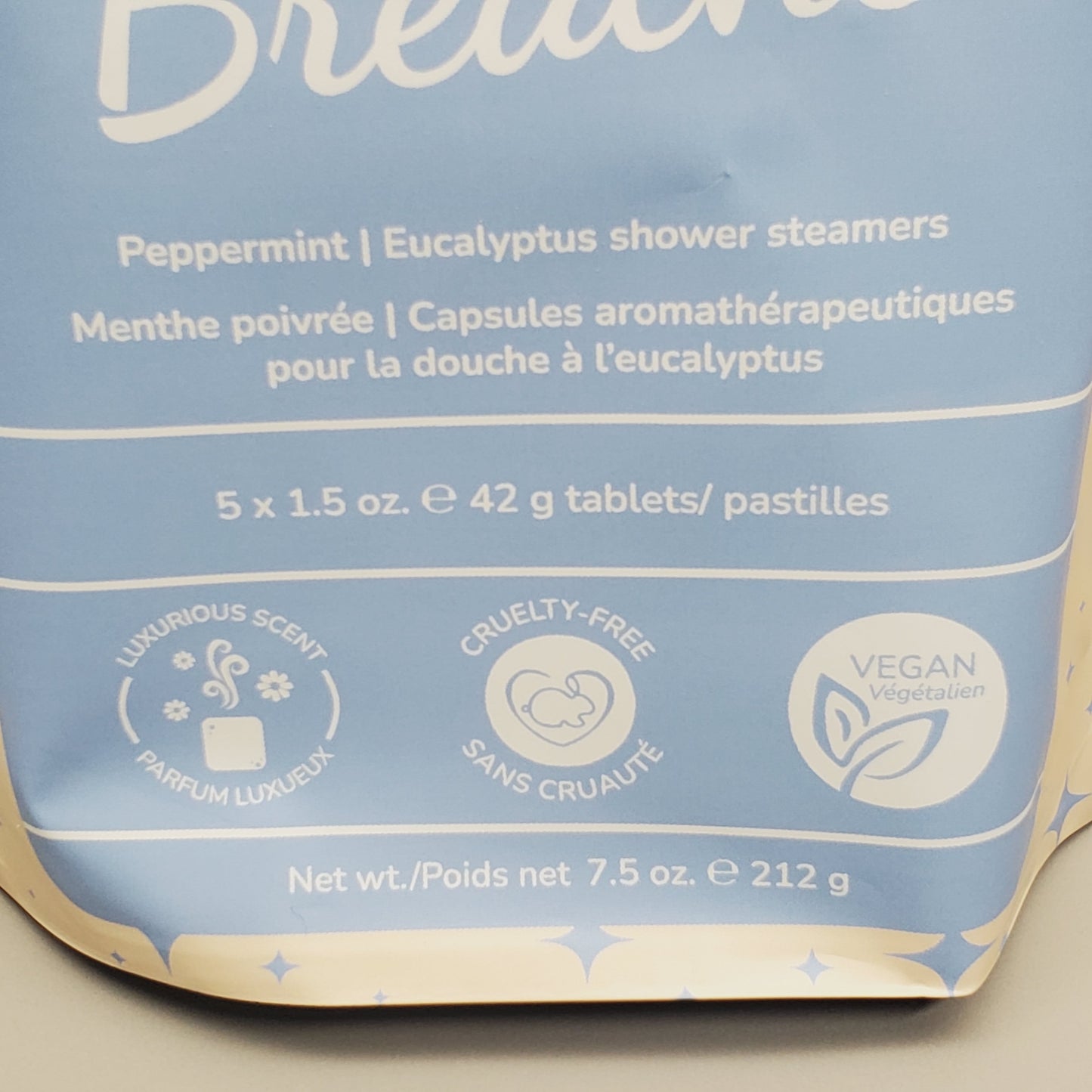THE RADIANT RHINO Breathe Peppermint Eucalyptus Shower Steamers 5x1.5oz Tablets 7.5oz (New)