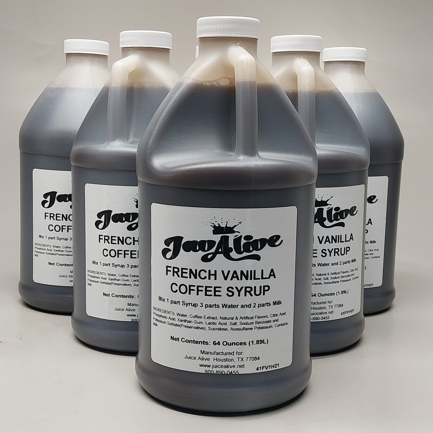 ZA@ JAVALIVE (6 PACK) French Vanilla Coffee Syrup 64 oz each BB 08/26 A