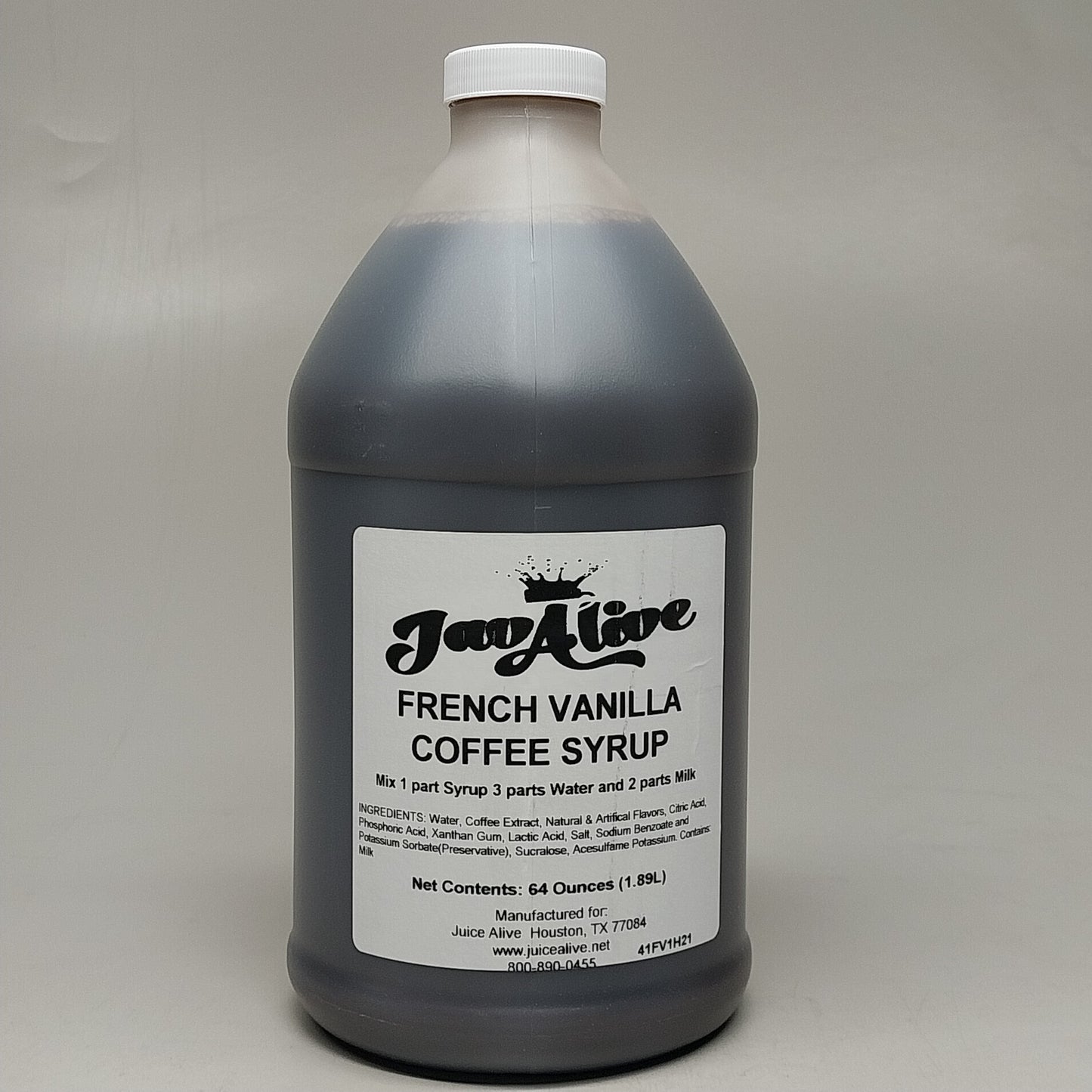 ZA@ JAVALIVE (6 PACK) French Vanilla Coffee Syrup 64 oz each BB 08/26 A