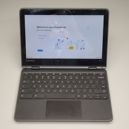 LENOVO 300e Chromebook Laptop 11.6" Black 2GB 81HQ (Good Condition)