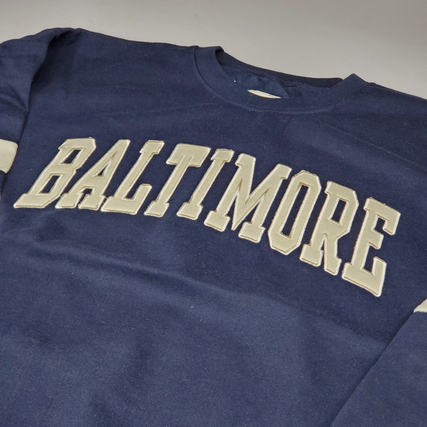 NEW YORK POPULAR Baltimore Crew Neck Pullover Sweater Navy Blue SZ L NY253