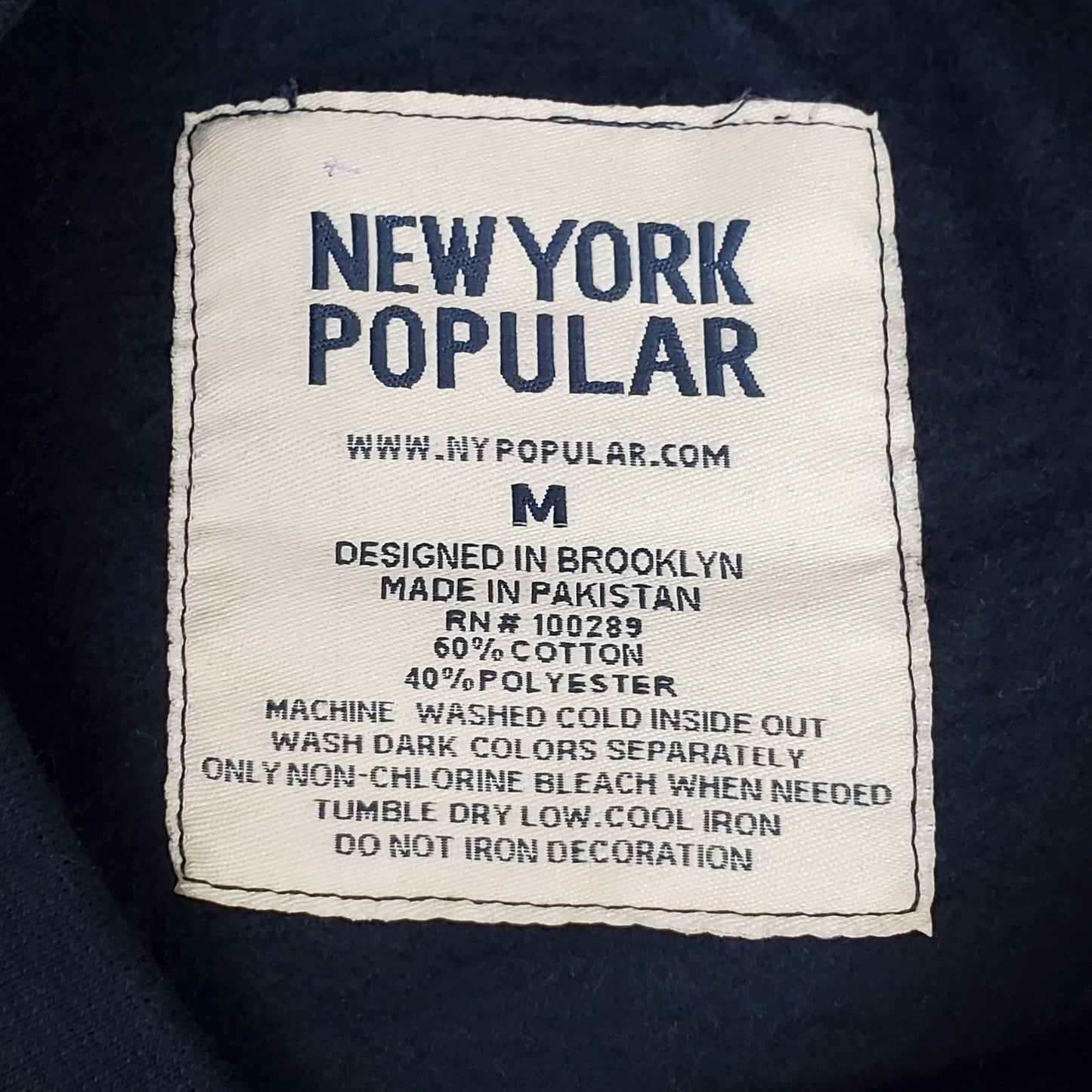 NEW YORK POPULAR Baltimore Crew Neck Pullover Sweater Navy Blue SZ M NY253