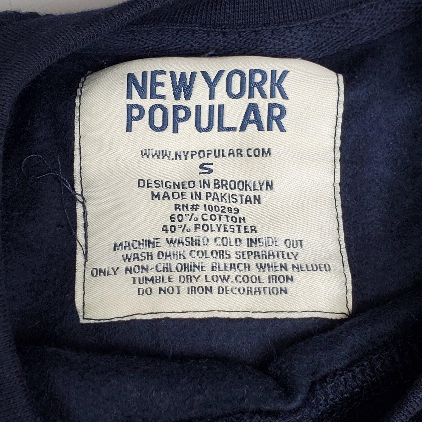 NEW YORK POPULAR Baltimore Crew Neck Pullover Sweater Navy Blue SZ S NY253