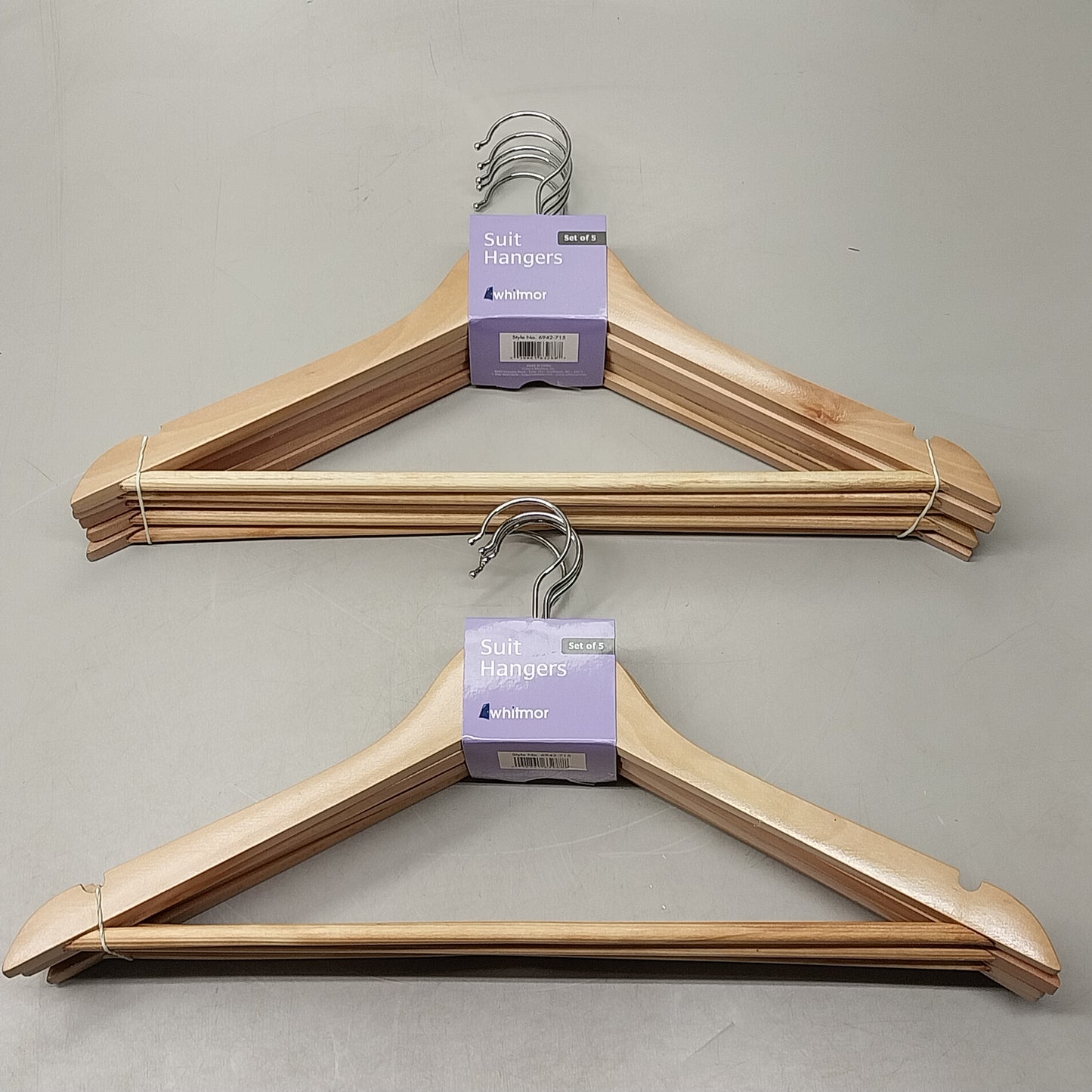 WHITMOR Suit Hangers 10 Hangers (2 Packs of 5) Hardwood 6942-715 (New)