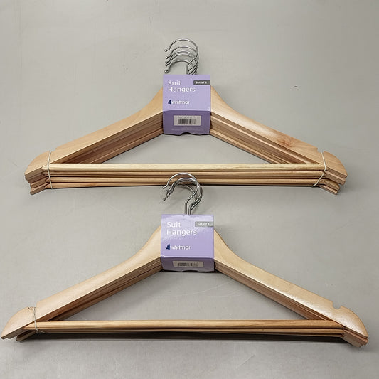 WHITMOR Suit Hangers 10 Hangers (2 Packs of 5) Hardwood 6942-715 (New)