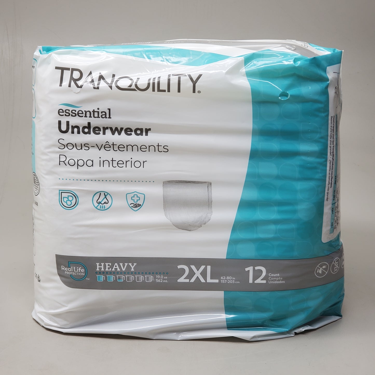 TRANQUILITY 12PK! Essential Adult Absorbent Underwear Heavy Protection SZ 2XL 2608