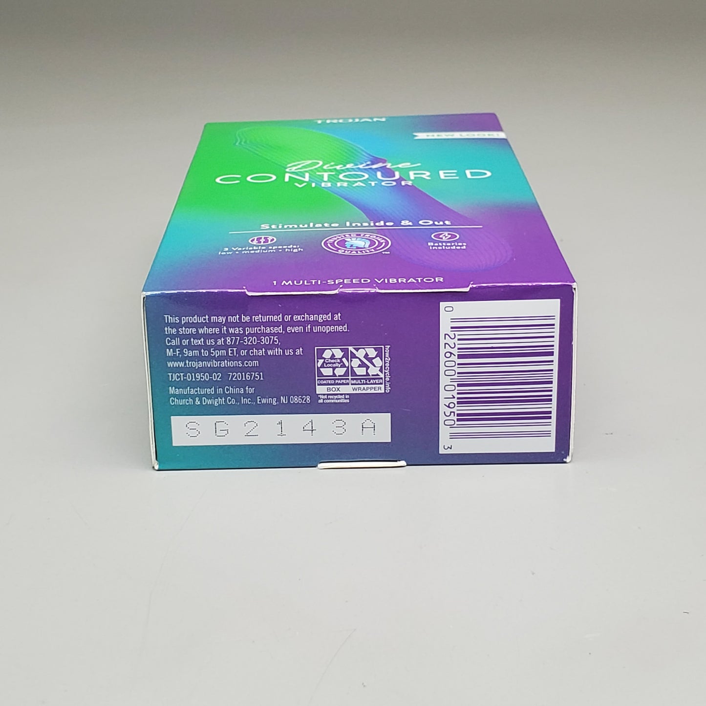 TROJAN Divine Contoured Vibrator Personal Massager Multi-Speed 3 Variable Speeds