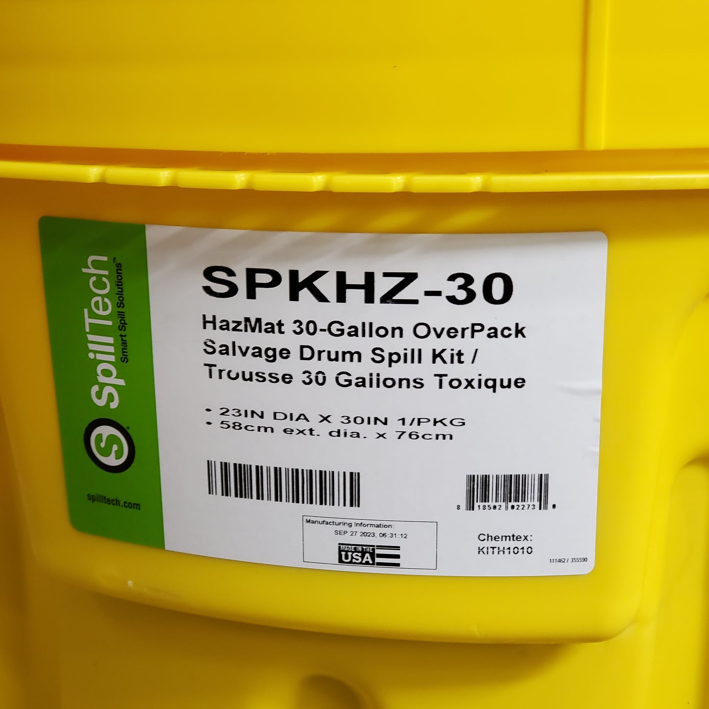 SPILLTECH HazMat 30-Gallon OverPack Salvage Drum Spill Kit SPKHZ-30