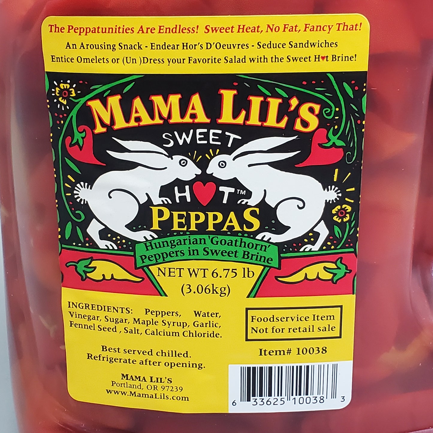 MAMA LIL'S (4 PACK) Hungarian Goathorn Peppers in Sweet Brine 6.75 lbs BB 02/27