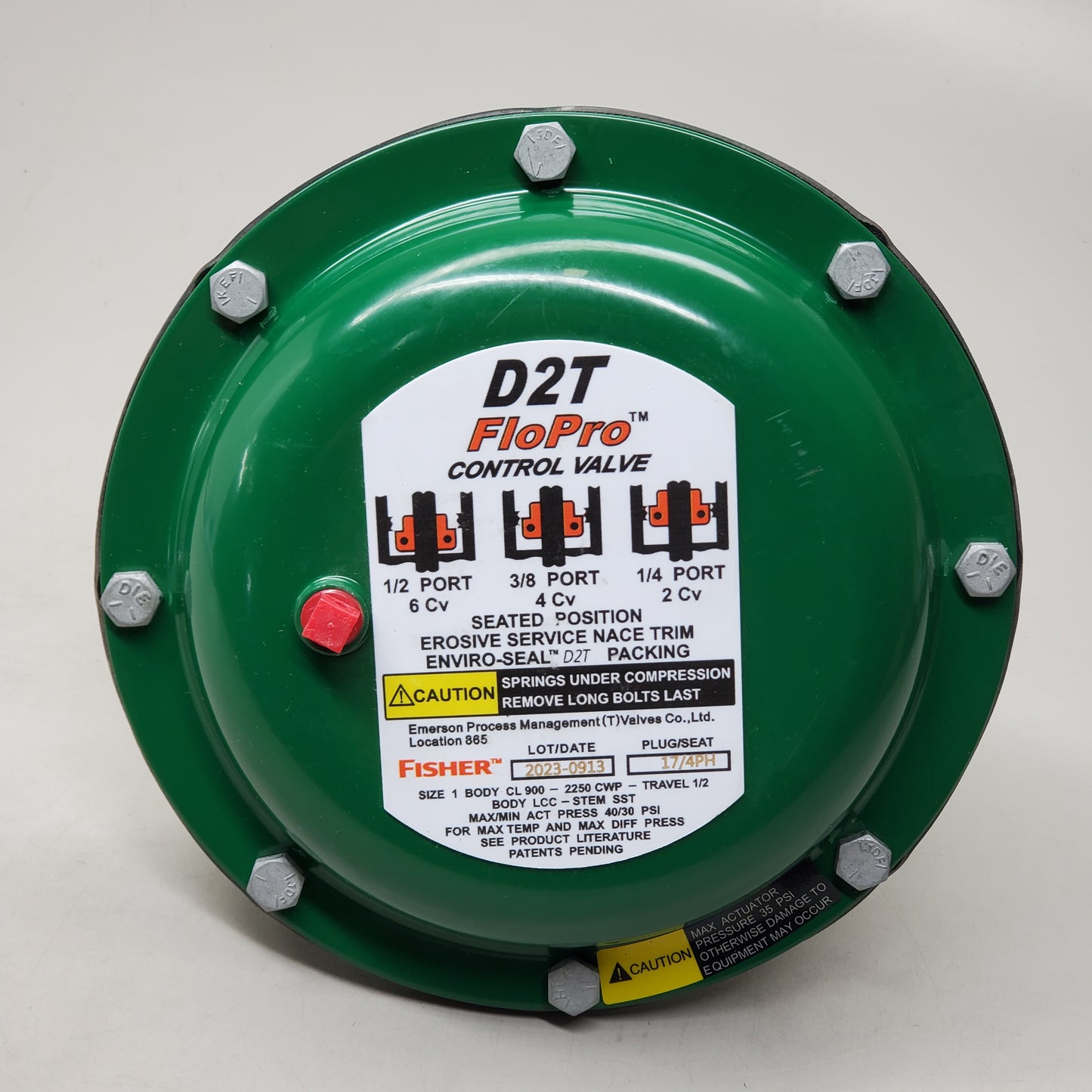 EMERSON FISHER, Control Valve, D2TFloPro, 10.25"x9.5", Green