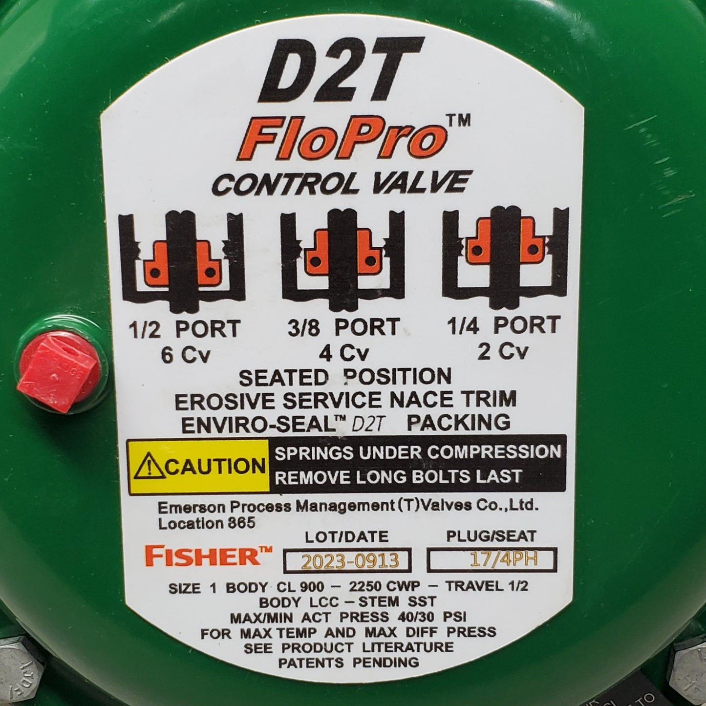 EMERSON FISHER, Control Valve, D2TFloPro, 10.25"x9.5", Green