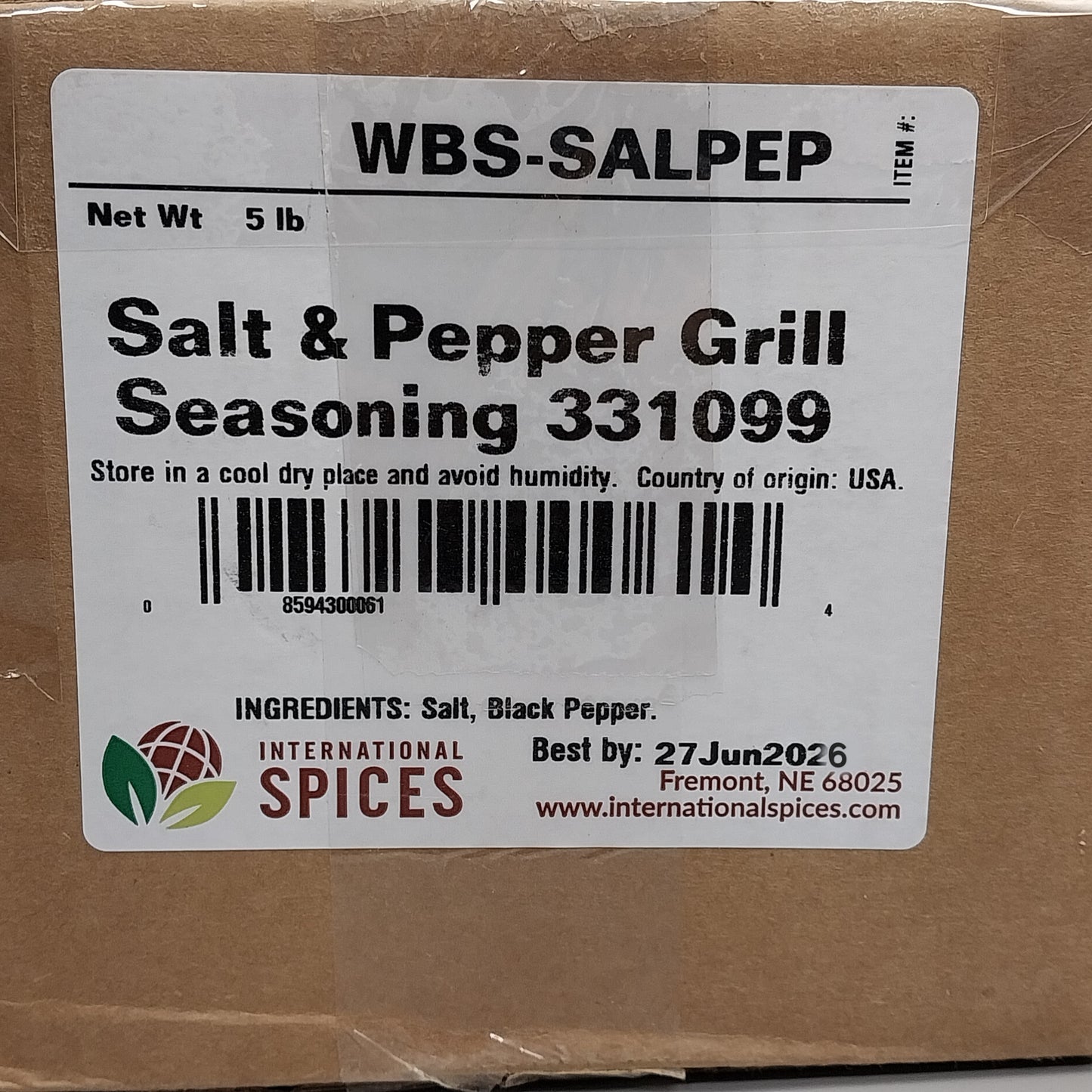 INTERNATIONAL SPICES Salt & Pepper Grill Seasoning 331099 5 lbs BB 06/27/26 (New Other)