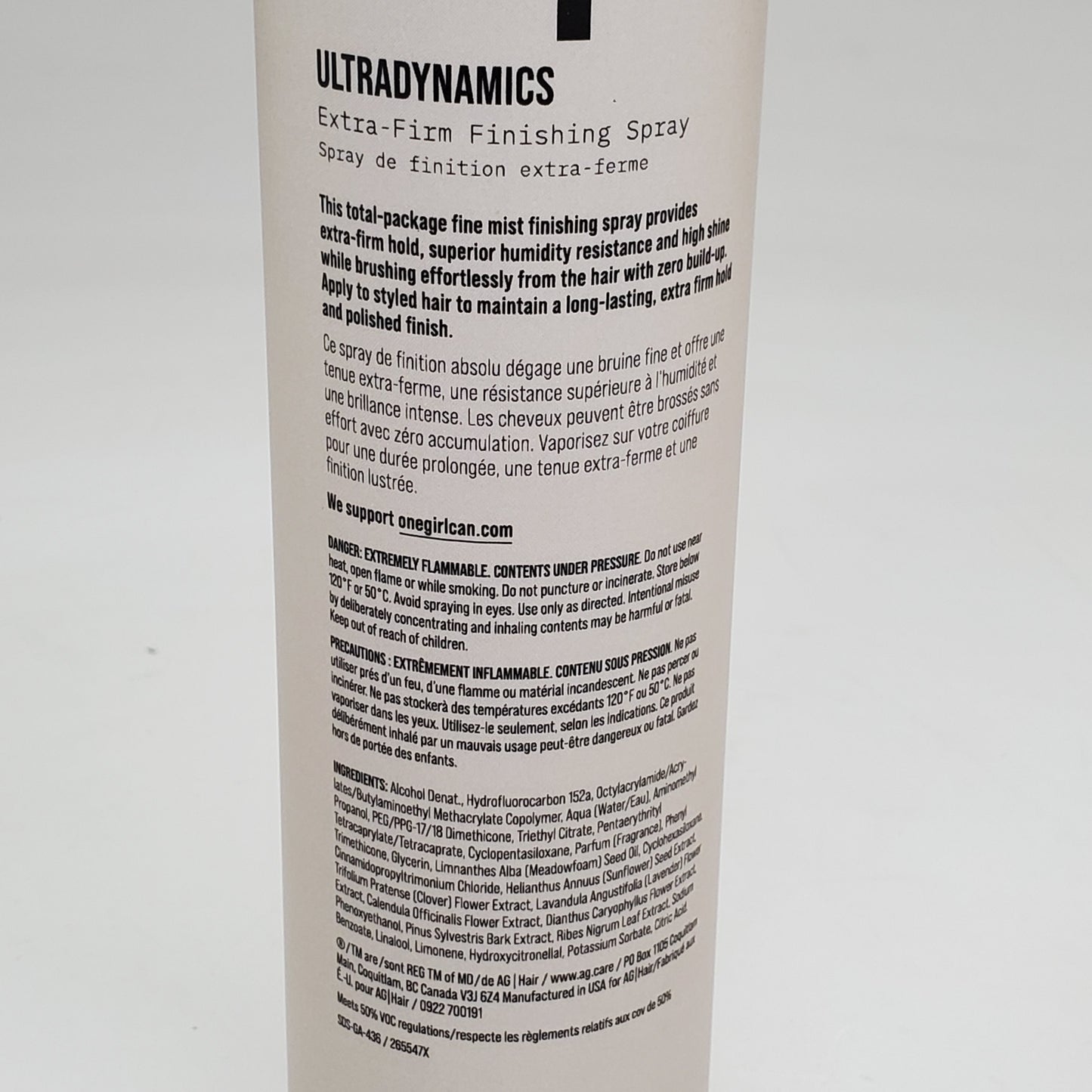 AG CARE Ultradynamics Extra-Firm Finishing Spray 10 oz Long Lasting Hold 100181