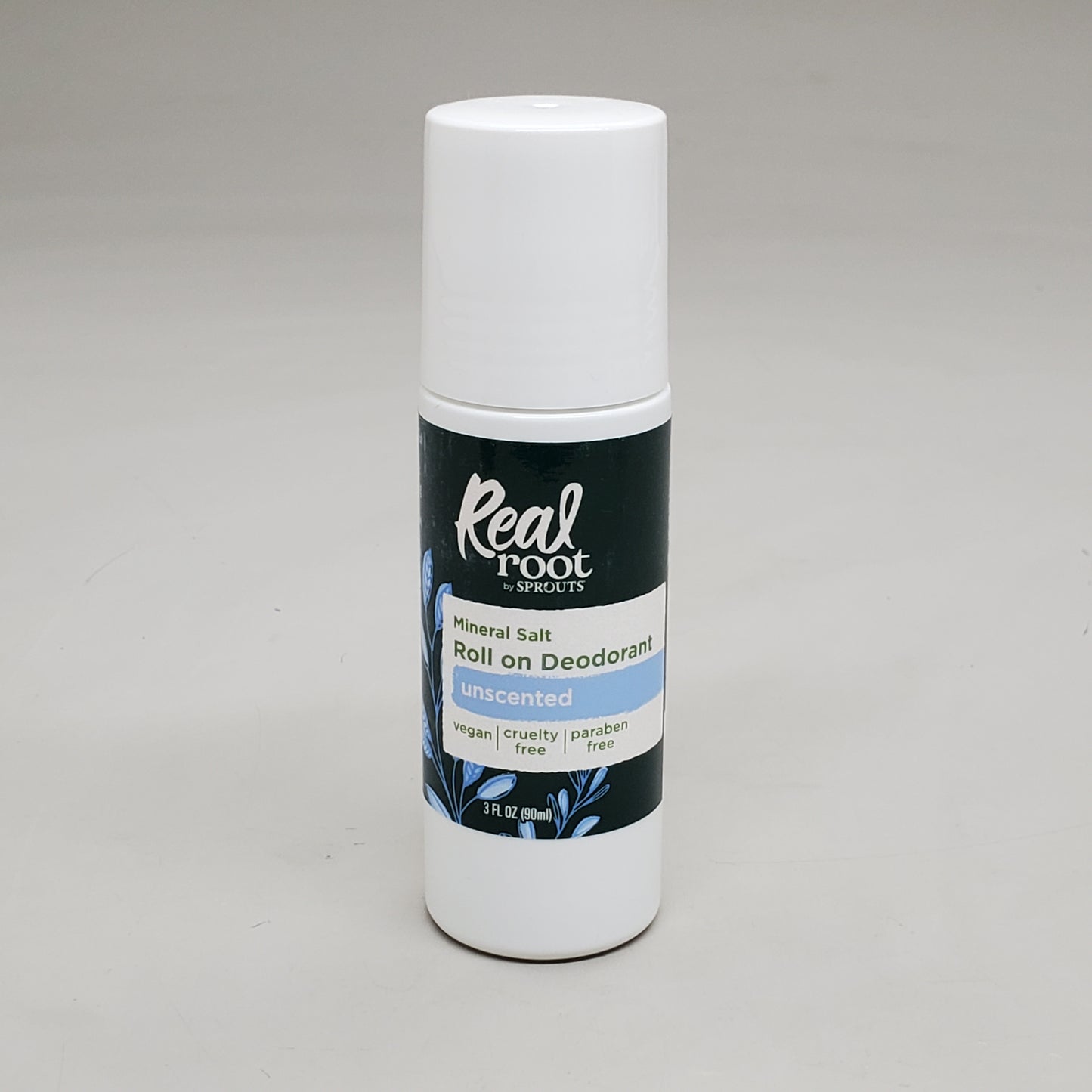 REAL ROOT by Sprouts (3 Pack) Roll on Deodorant Unscented Mineral Salt 3 fl oz BB 8/28