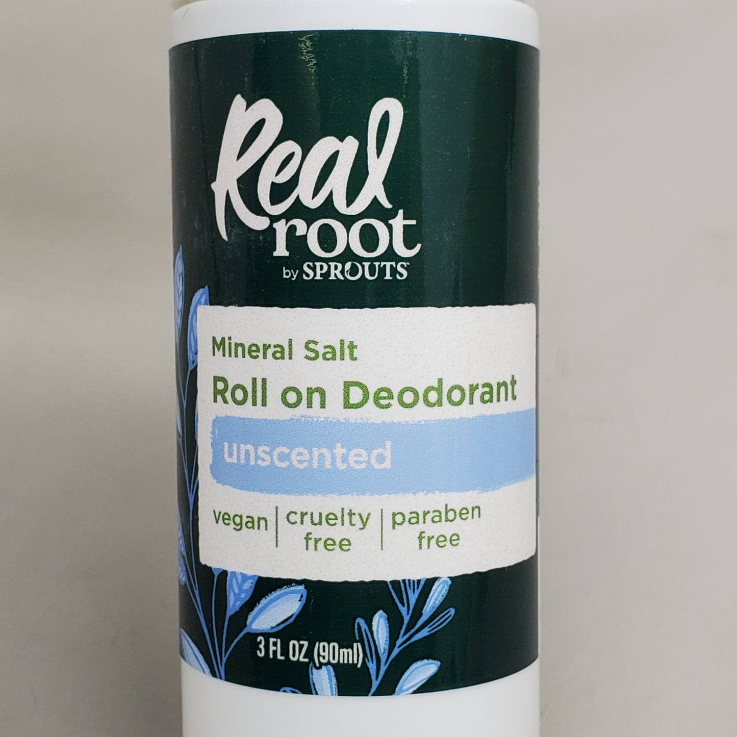 REAL ROOT by Sprouts (3 Pack) Roll on Deodorant Unscented Mineral Salt 3 fl oz BB 8/28