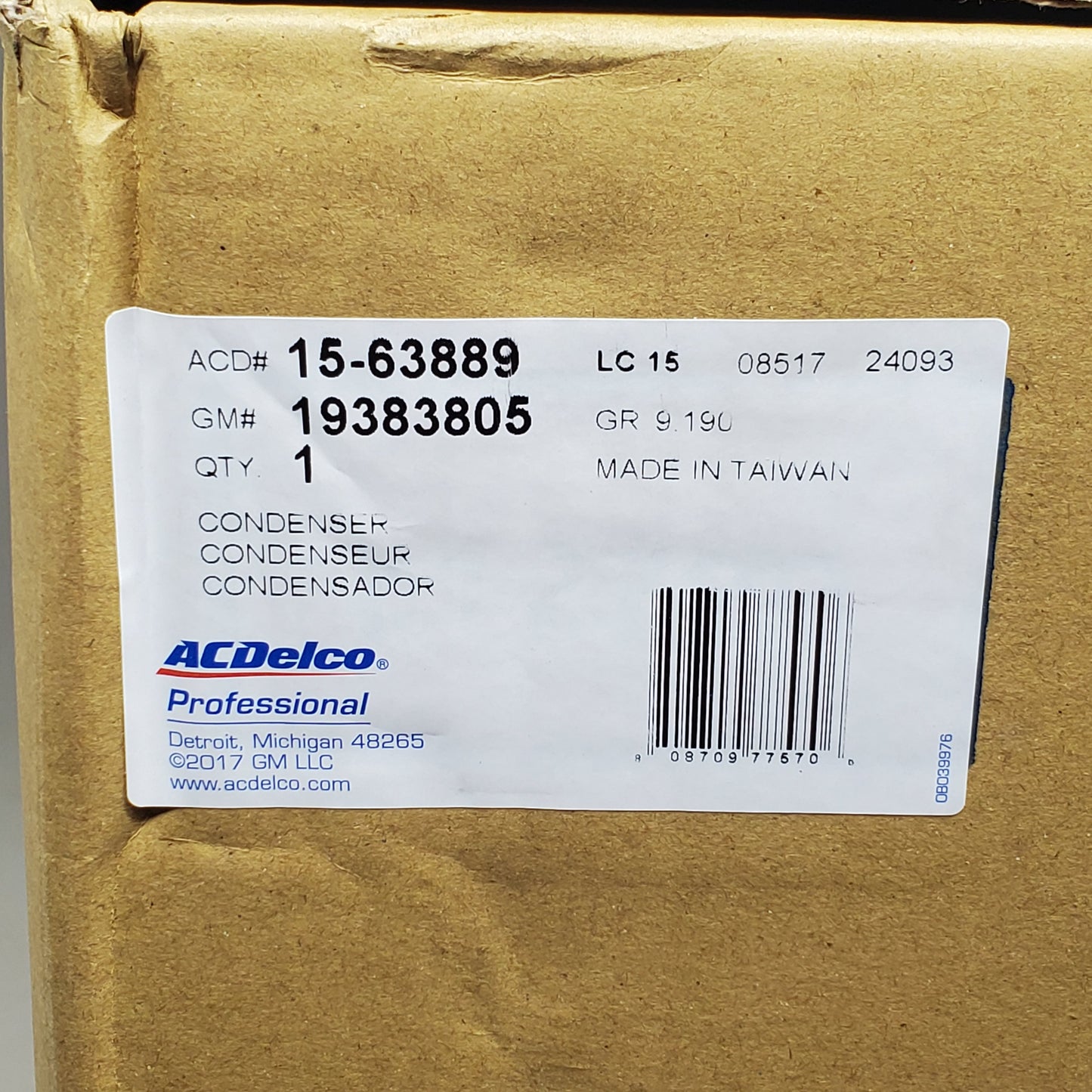 ACDELCO Gold Professional Air Conditioning Condenser 15-63889 for GM 19383805