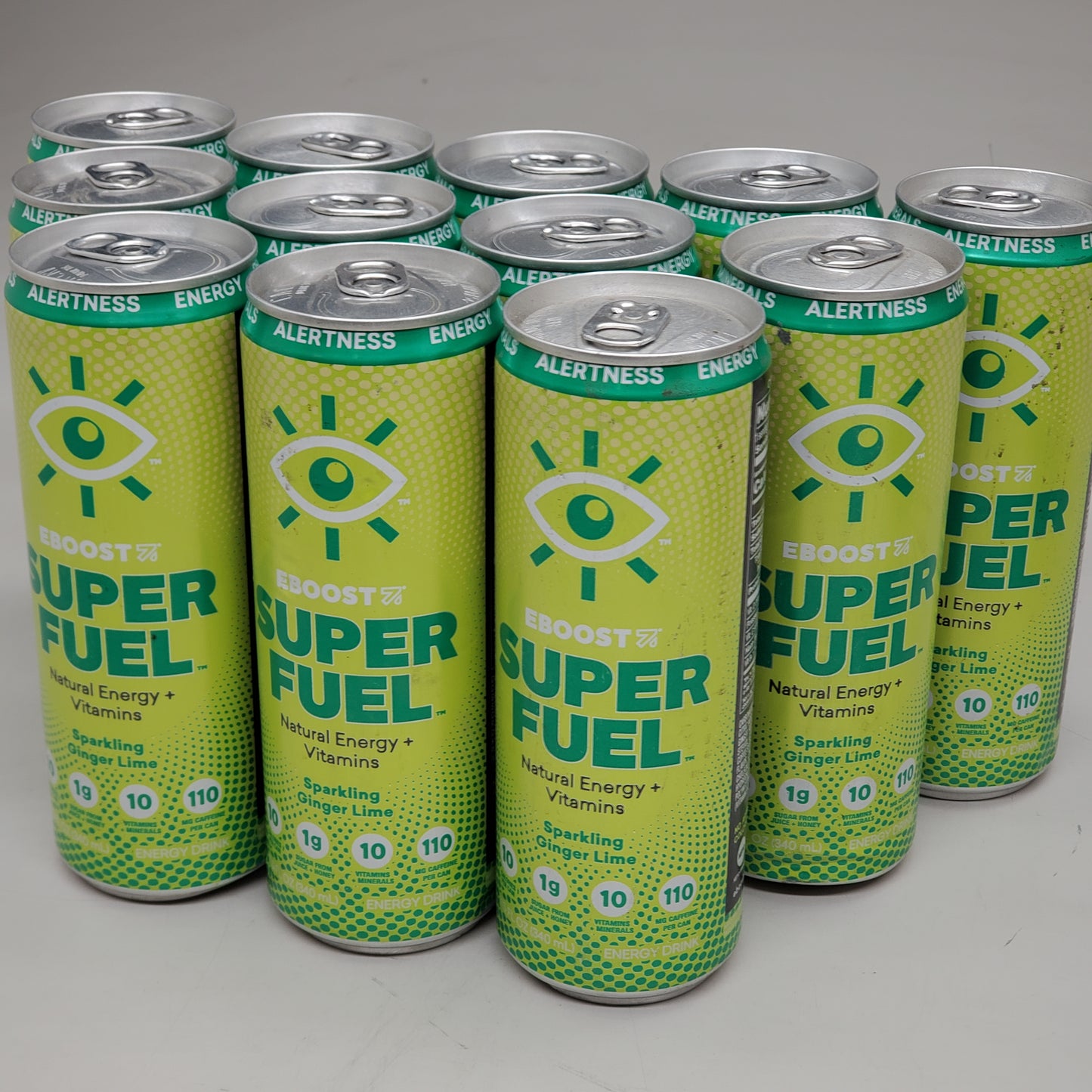 EBOOST 12PK! Super Fuel Energy Drinks Sparkling Ginger Lime 11.5 fl oz (5/25)