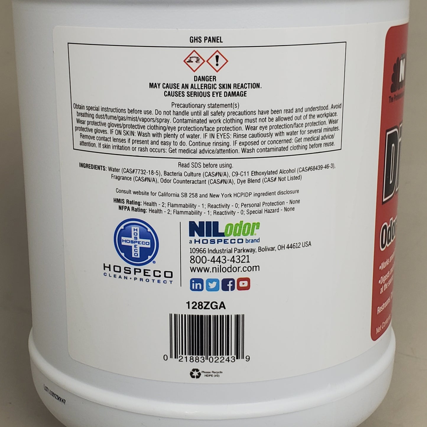 HOSPECO NILodor Bio-Enzymatic Urine Digester Odor Neutralizer 1 Gal Apple Spice 128ZGA