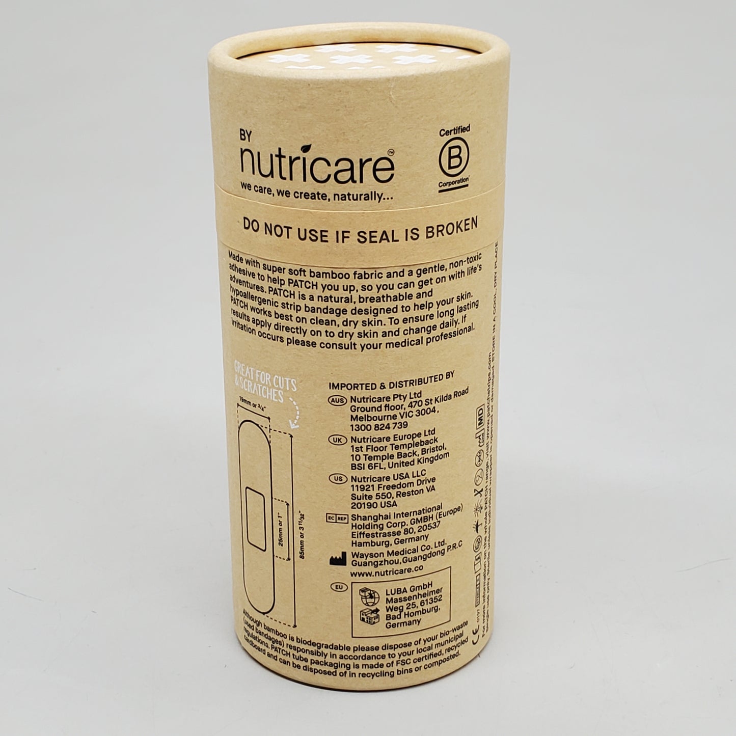 NUTRICARE (75 Bandages) Patch Natural Bamboo Bandages 3/4"x3-11/32" BB 05/26