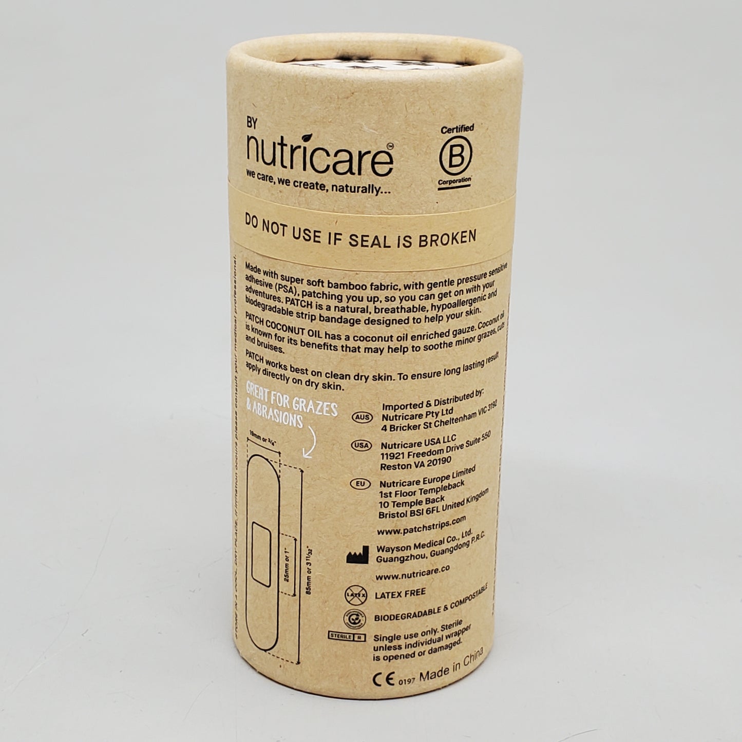 NUTRICARE (75 Bandages) Patch Coconut Oil Bamboo Bandages 3/4"x3-11/32" BB 05/26