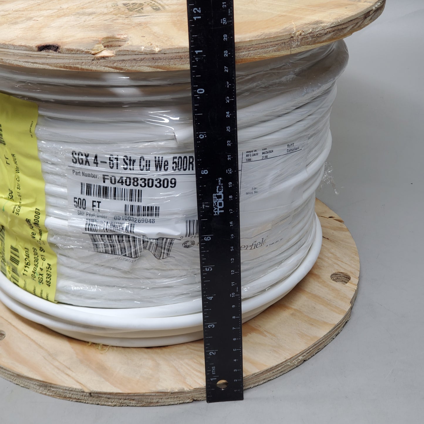 SOUTHWIRE COPPERFIELD SGX 4 AWG - 61 Stranded 1 Conductor Wire 500' White F040830309 Copper 88lbs