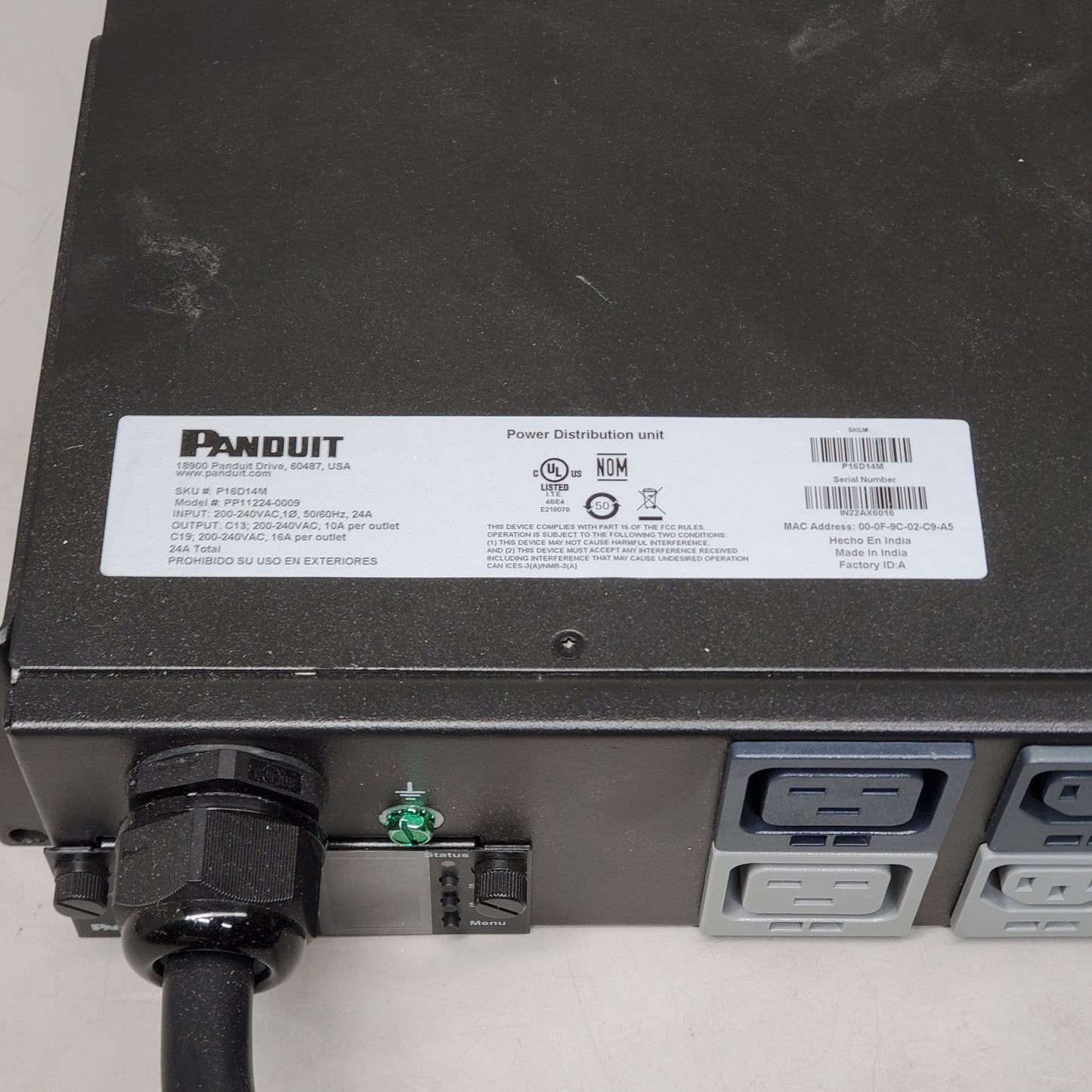 PANDUIT Power Distribution Unit 200-240VAC P16D14M PP11224-0009 (New Other)