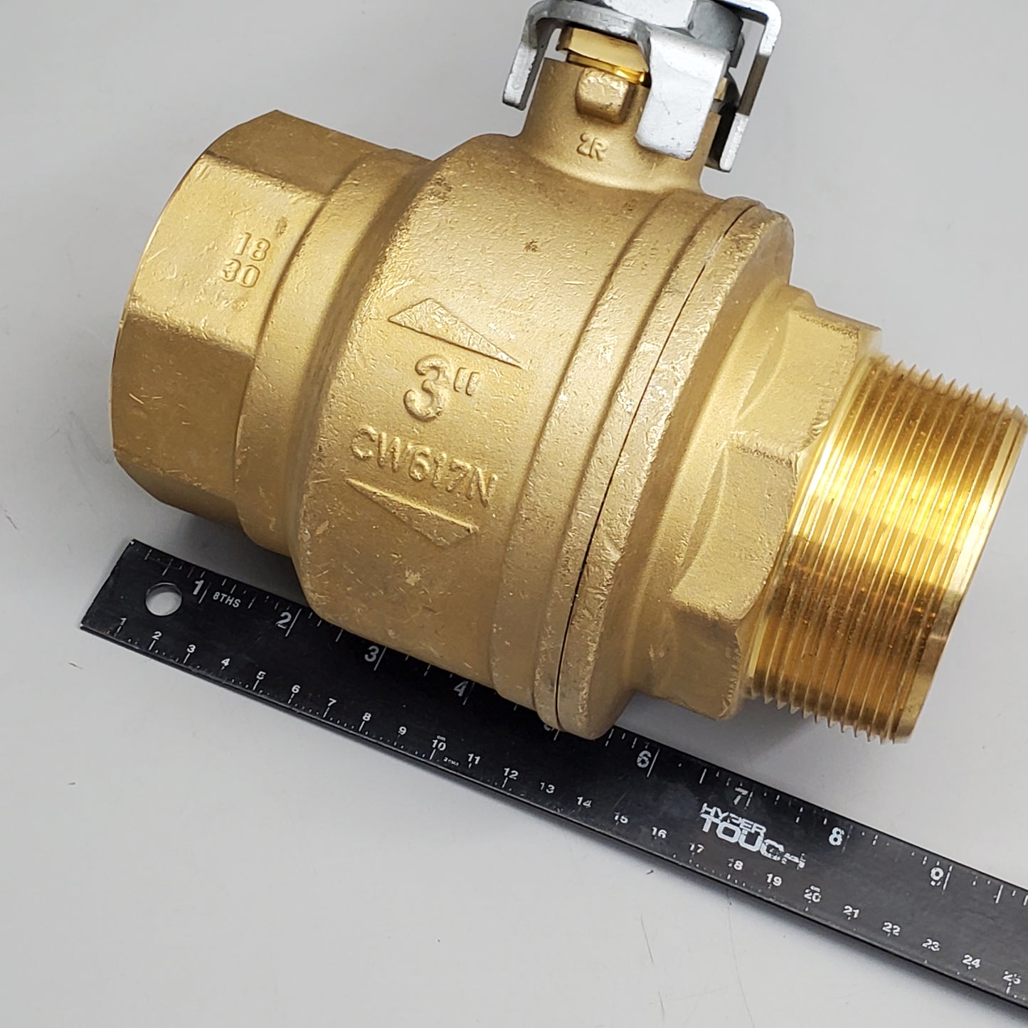 RUB INC Brass Ball Valve 3" Male - Female Full Port CW617N (New Open Box)