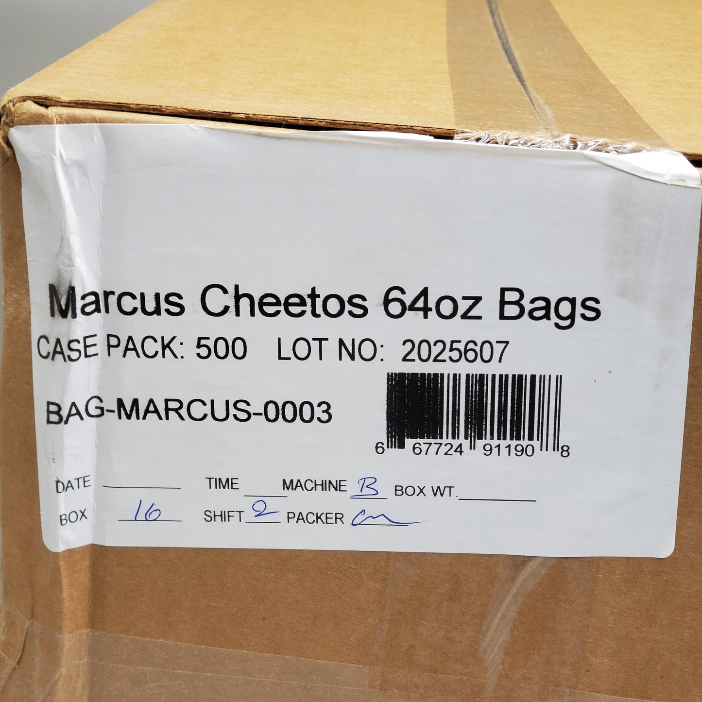 MARCUS (500 Pack) Case of Cheetos 64oz Popcorn Bags