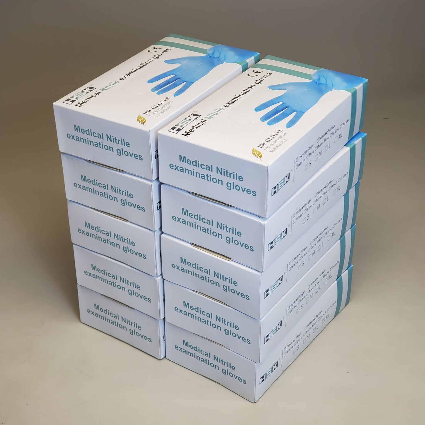 ZA@ HSK (60 Boxes = 6000 Gloves) Medical Nitrile Examination Gloves SZ Large Blue Textured Finger Powder Free