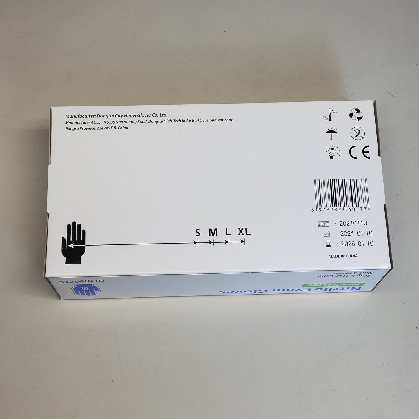 ZA@ HUAYUAN (10 Pack 1000 Gloves) Nitrile Exam Gloves SZ M Powder Free B