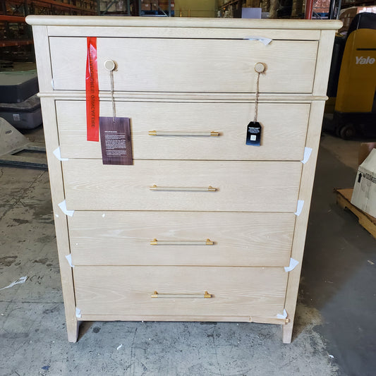 ZA@ MODUS Camden Five Drawer Oak Wood Chest in Chai QATK84 (Little Damage See Images)